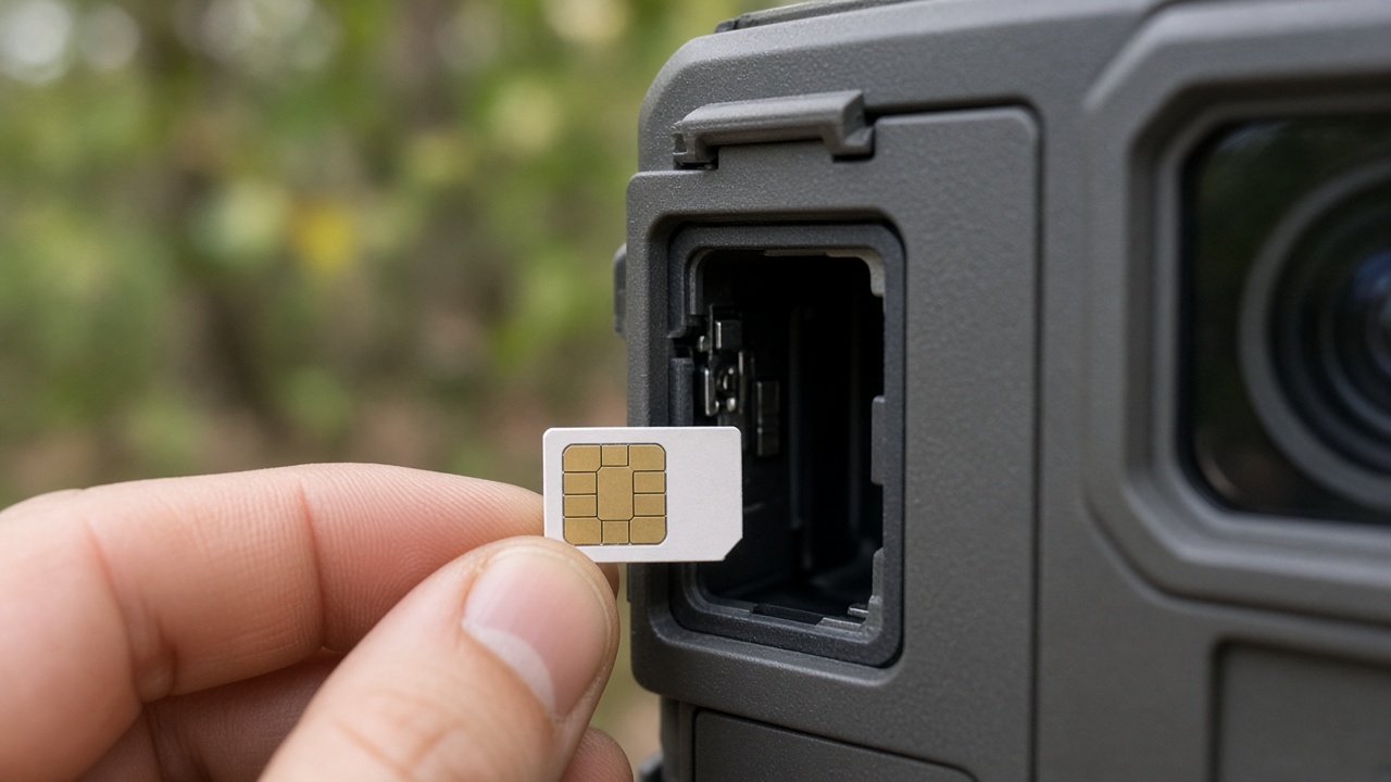 Daten-SIM-Karte bereit für den Einsatz in einer 4G-Wildkamera